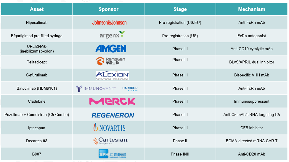 Last stage pipeline - ​Generalized Myasthenia Gravis (gMG) has seen significant advancements in its treatment landscape, with several promising therapies in the pipeline and recent approvals enhancing patient care.​