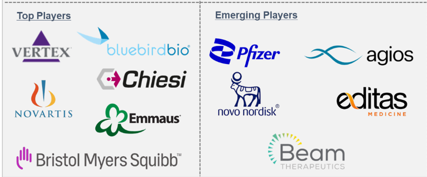 Sickle Cell Disease (SCD) - Top Players and Emerging Players - Key Companies