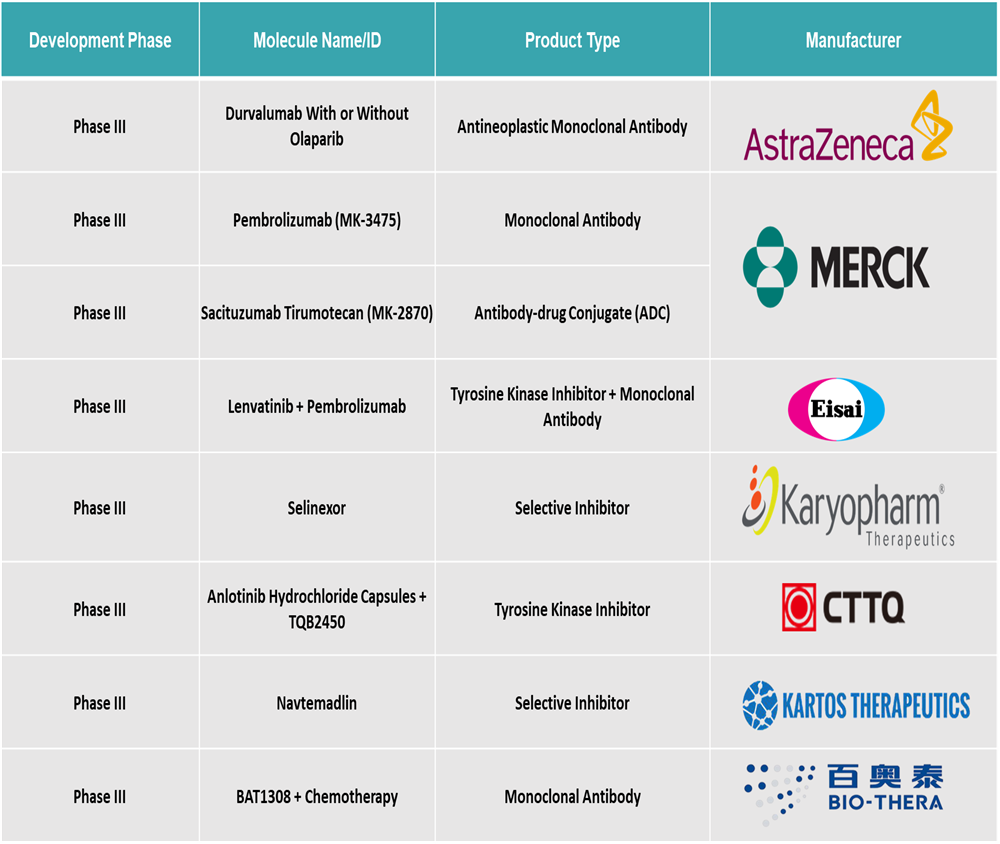Top phase III pipeline products for endometrial cancer
