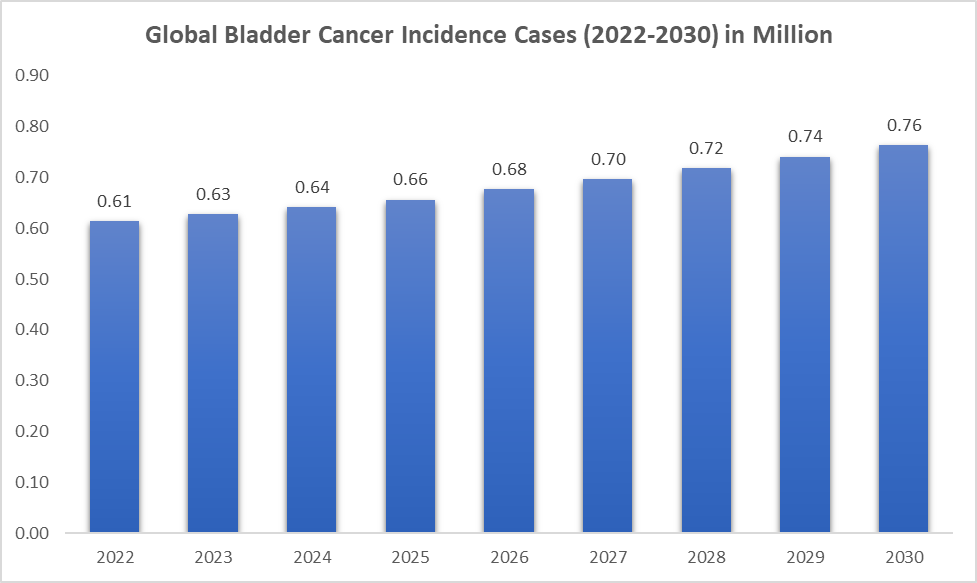 Global Bladder Cancer Incidence Cases (2022-2030) in Million
