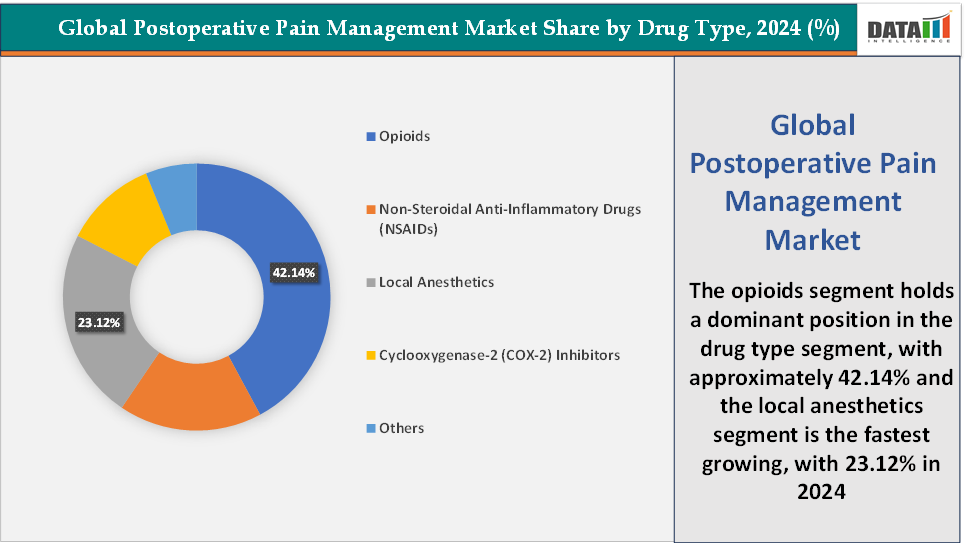 Postoperative Pain Management Market, Segment Analysis By Drug Type, 2024(%)