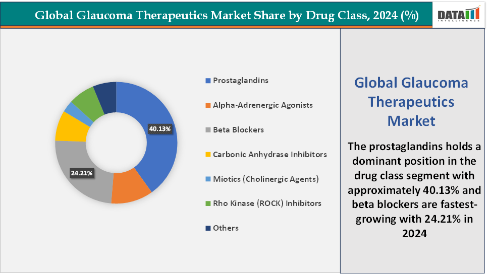 Global Glaucoma Therapeutics Market Segmentation Analysis, By Drug Class, 2024(%)
