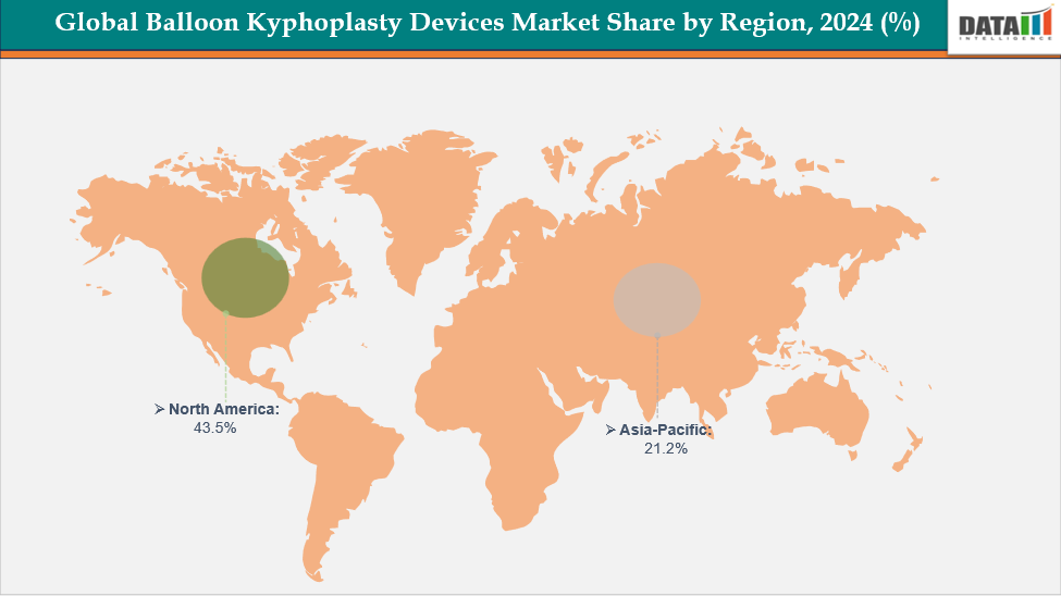 Global Balloon Kyphoplasty Devices Market, Geographical Analysis, By Region, 2024  (%)