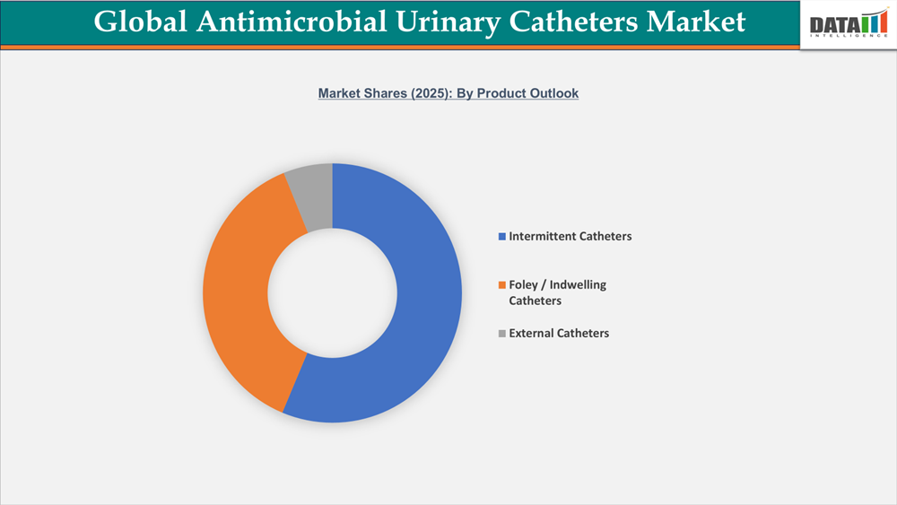 Global Antimicrobial Urinary Catheters Market share (2025) By Product Outlook| datamintelligence.com