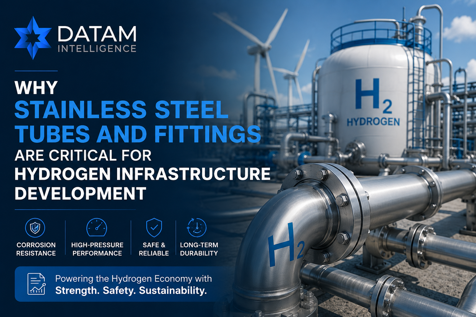 Hydrogen infrastructure using stainless steel tubes and fittings for hydrogen transportation, storage, production facilities, and clean energy projects
