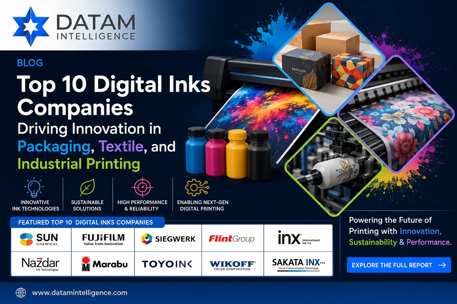 Top digital inks companies innovating packaging, textile, and industrial printing technologies.